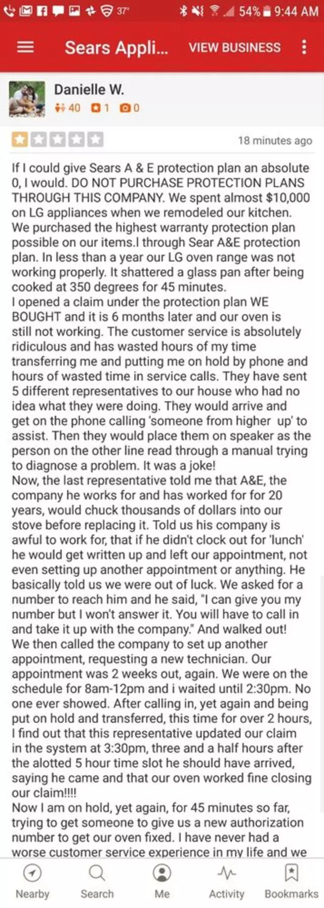 A&E Factory Service via Sears
